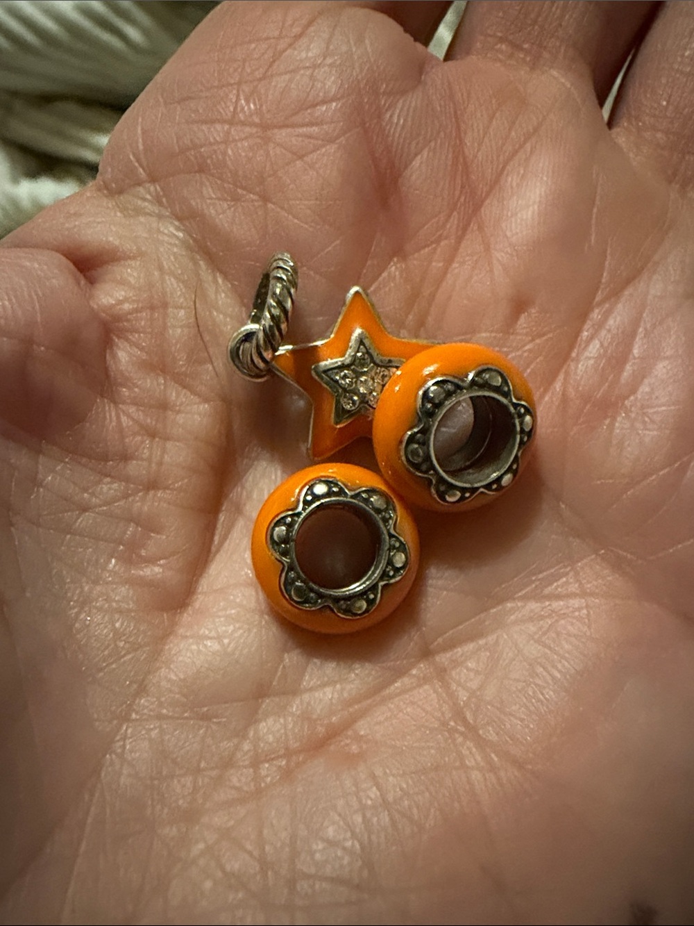 Brighton Orange Star and Bead Charm Trio
